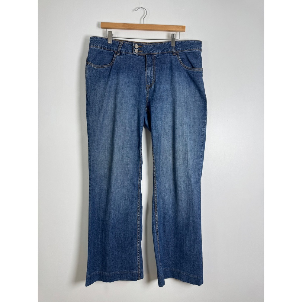 Western Stetson Womens Size 16‎ Straight Leg Jeans Blue Medium Wash Frayed Hem